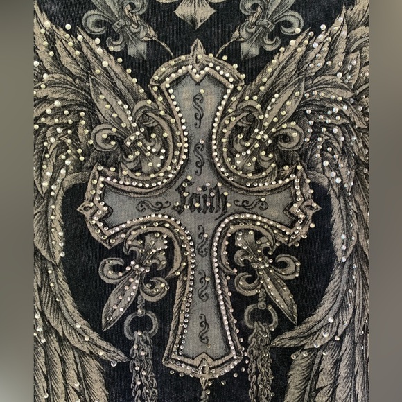 Vocal Black Long Sleeve Top with Silver Wing Design - Picture 8 of 9